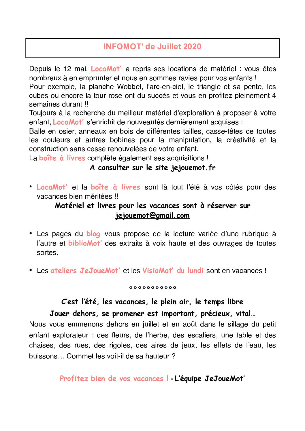 InfoMot’ de Juillet