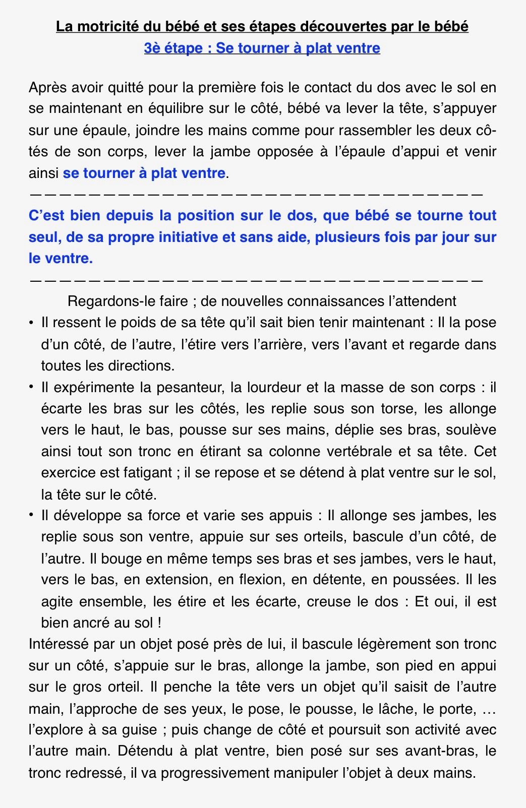 3è étape de motricité