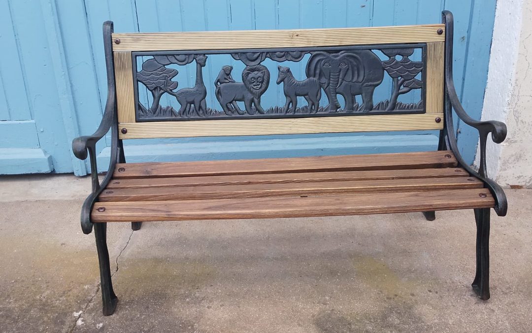 Banc bois et fer forgé